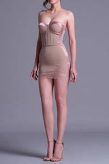 Nude Cord Lace Bustier Mini dress