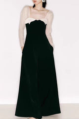 Sleeve Square Neck Maxi Dress in Black