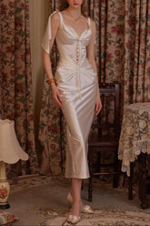 Satin Corset Dress in White