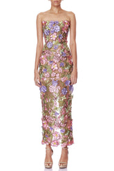 Multicolored Floral Embroidery Maxi Dress