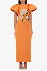 Embellished Maxi Dress Print in Tangerine