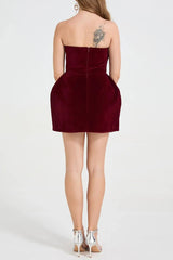 Heart Mini Dress in Burgundy
