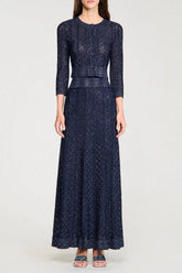 Strass Knit Cropped Cardigan in Navy Blue