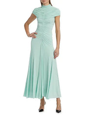High-Neck Maxi Dress in Green