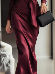 Timeless Satin Wrap Dress with Waist Tie Detail