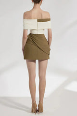 A-line Cotton Twill Mini Dress in Kahki