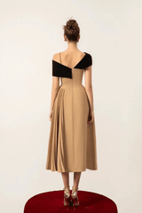 Two Tone Off-Shoulder Midi Dress