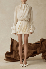 Detail Long Sleeve Two Piece Skirt Set