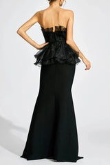 Black Peplum Maxi Dress