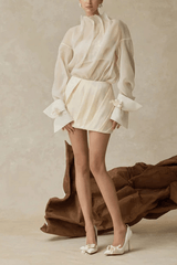 Detail Long Sleeve Two Piece Skirt Set