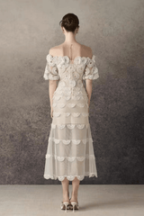 Off Shoulder Lace floral midi dress