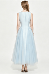Light Blue A Line Midi Dress