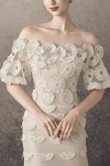Off Shoulder Lace floral midi dress