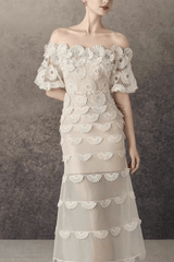 Off Shoulder Lace floral midi dress