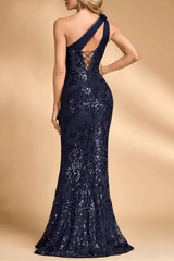 Sequin One Shoulder Evening Gown
