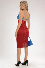 Red Lace-up Mini Dress Set