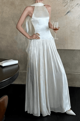White Cape Sleeve Maxi Dress