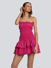 Layered Mini Dress in Fuchsia