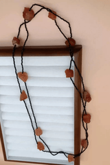 Black Chain Orange Raw Stone Layered Necklace