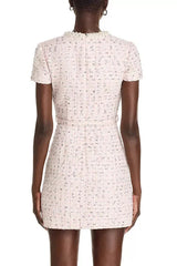 Embellished Boucle Mini Dress in Pink