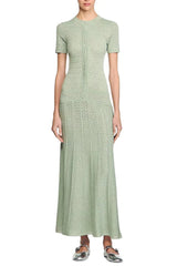 Hollow Knit Maxi Dress in Almond Green