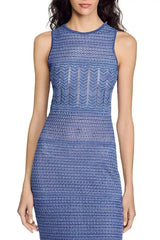 Hollow Sleeveless Knit Midi Dress in Royal Blue