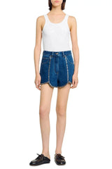 Rhinestone Denim Shorts in Blue