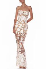 Illusion Mesh 3D Flower Dress