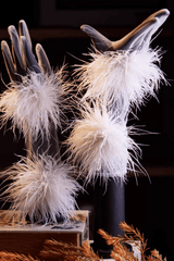Fluffy Feather Decor Sheer Long Gloves