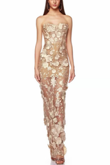 Illusion Mesh 3D Flower Dress