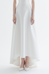 White Satin High-Low Maxi Dress