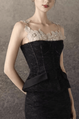 Lace Trim Two Piece Formal Dress