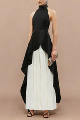 Bandage Halter Maxi Dress In Black and White