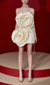 Flower Strapless Bind Mini Dress