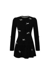 Rhinestone Embellishment Mini Dress in Black