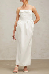 Satin Maxi Dress in White