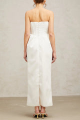 Satin Maxi Dress in White