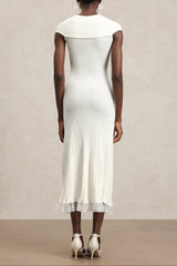 Sleeveless Lace Hollow Out Bandage Midi Dress