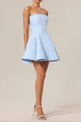 Off-Shoulder Sleeveless Mini Dress in Blue