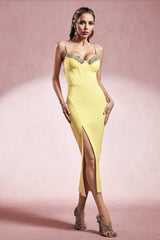 Sleeveless Diamond Bandage Midi Dress