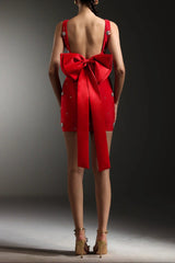 Sleeveless Diamond Bandage Mini Dress in red