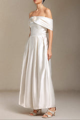 Bare Shoulders Flower Cylinder Maxi Dress in White