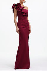 Romantic Contour One Shoulder Floral Maxi Dress