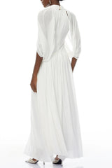 White Cape Sleeve Knit Maxi Dress