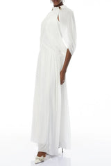 White Cape Sleeve Knit Maxi Dress