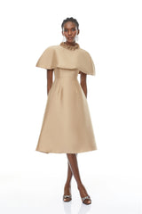 Cape Satin Midi Dress