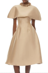 Cape Satin Midi Dress