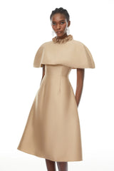 Cape Satin Midi Dress