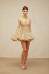 Green Embroidered Mini Dress