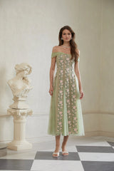 Floral Midi Dress in Green